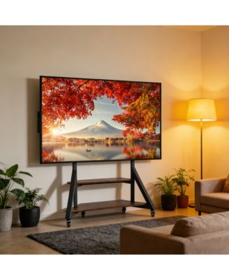 Heavy Duty Low Profile TV Stand for 65-100 Inch TVs, Solid Wood, Adjustable Feet,Max VESA 800x600mm