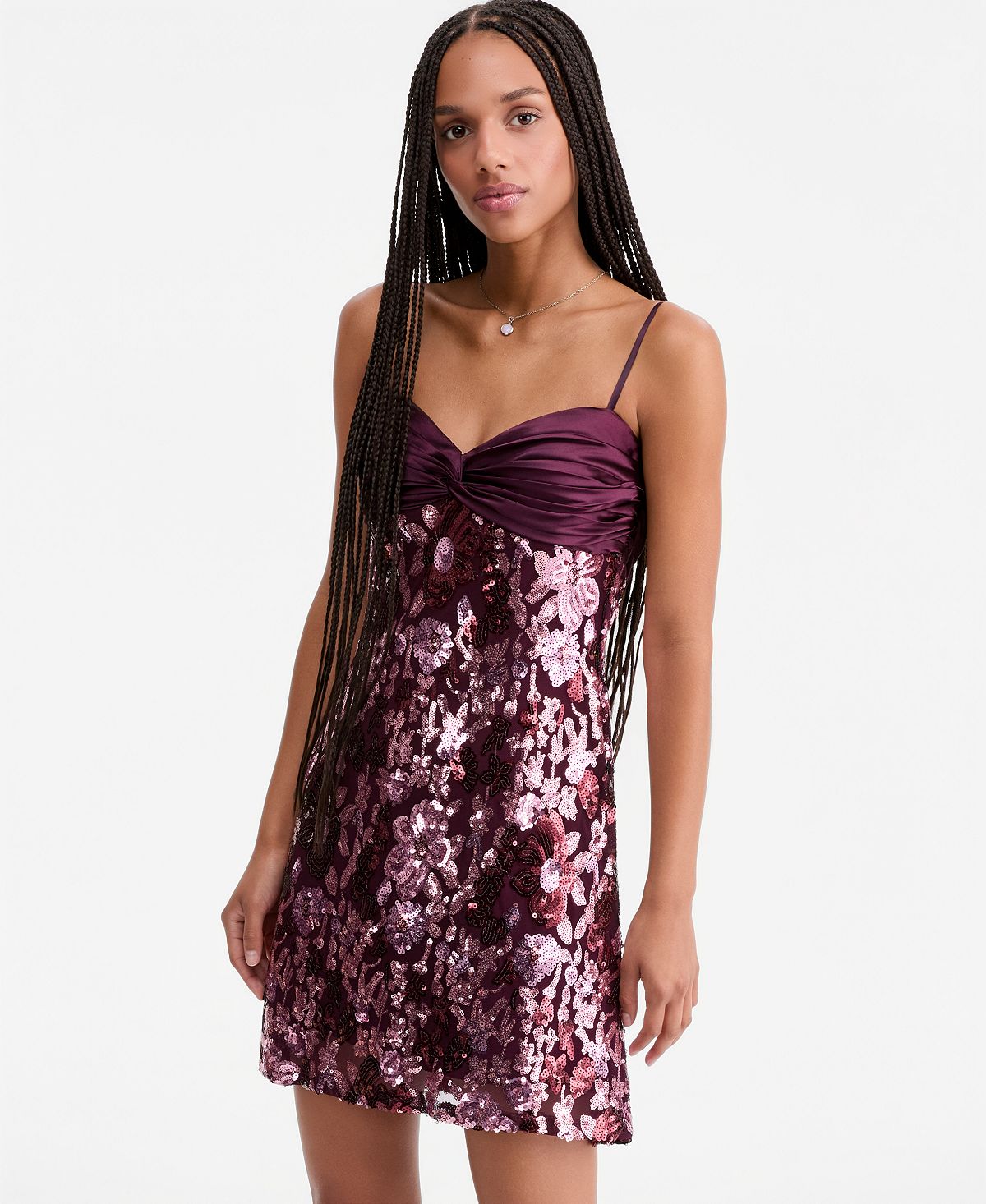 SENI & CADE Women's Satin-Top Floral-Sequin Dress view 4 — MAYCSS fashion products