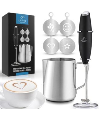 Premium Milk Frother Set Handheld with Pitcher & Stencils