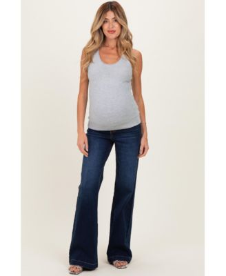 Maternity Navy Dark Wash Wide Leg Jeans