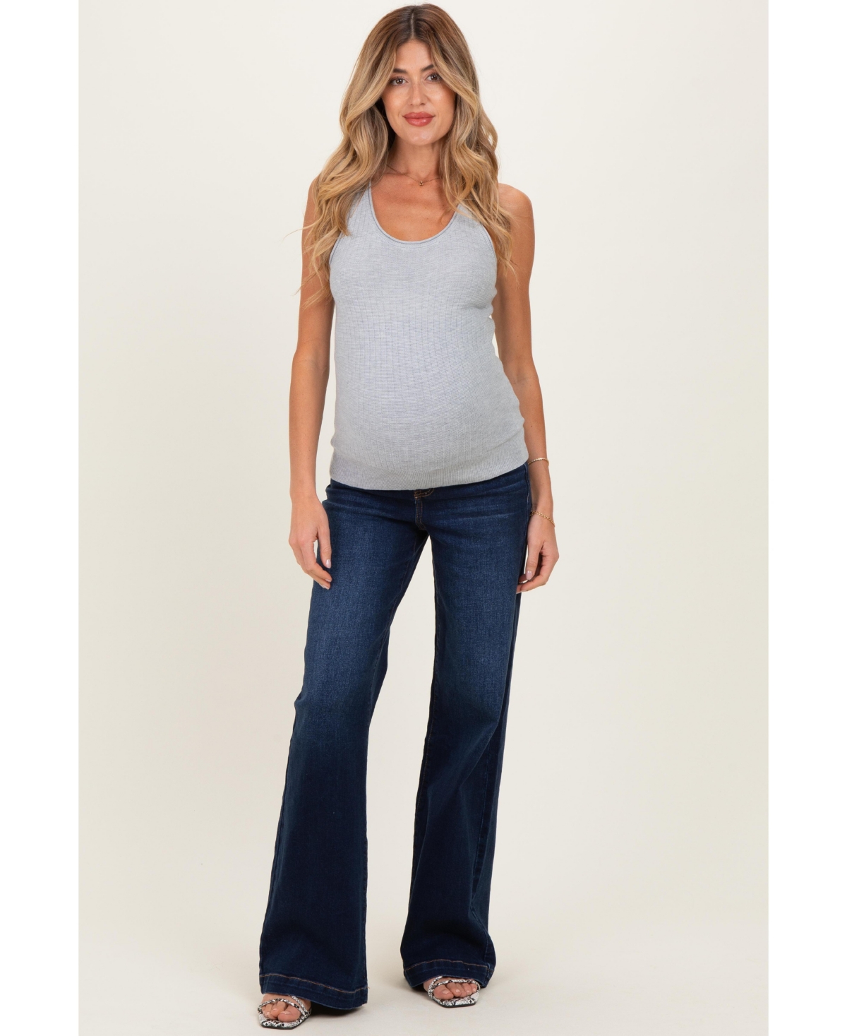 Pinkblush Maternity Navy Dark Wash Wide Leg Jeans