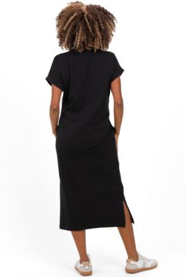 slim fit dress slacks Momyknows Black High Neck Side Slit Bodycon Long Sleeve Baby Shower Maternity Maxi Dress Black / XL