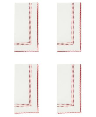 Embroidered Border Cotton Table Napkins, Set of 4