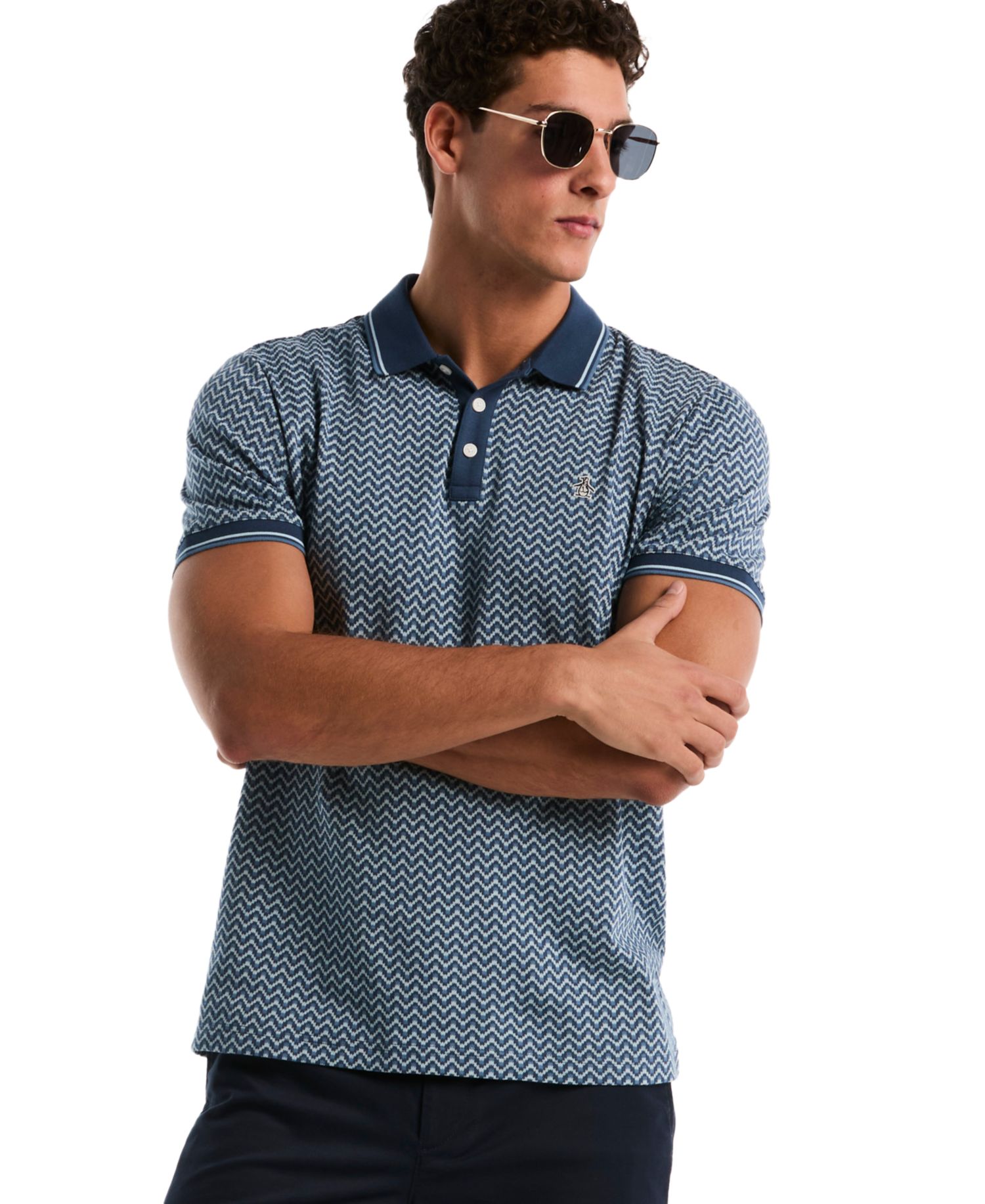 Men's Jacquard Wave Polo Shirt