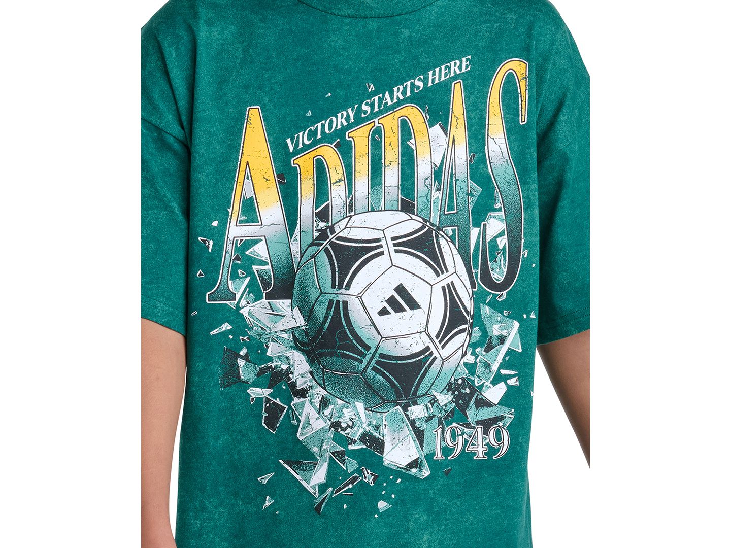 Футболка adidas Printed Soccer Short-Sleeve T-Shirt для мальчиков, цвет: Зелёный — фото 3