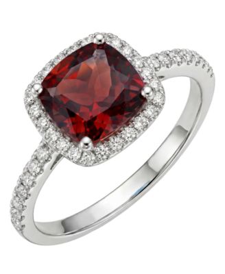 Garnet (1-1/2 ct. t.w.) & Diamond (1/8 ct. t.w.) Ring in 925 Sterling Silver (Also Available in Multi-Gemstone)