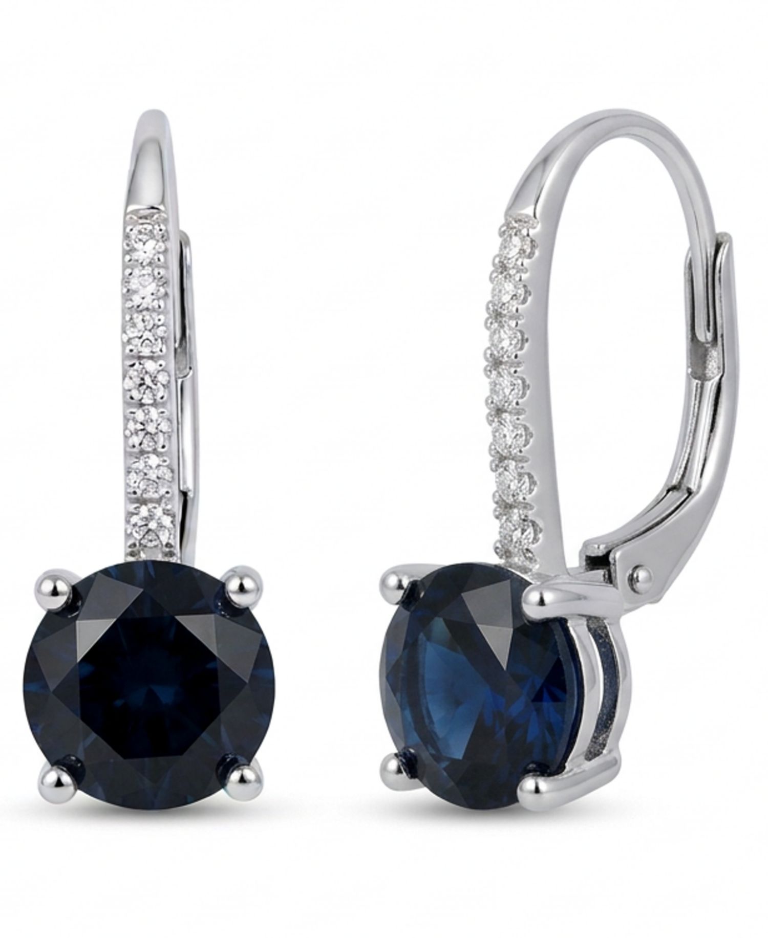 Sapphire (2 ct. t.w.) & Diamond (1/10 ct. t.w.) Drop Earrings in 14k White Gold