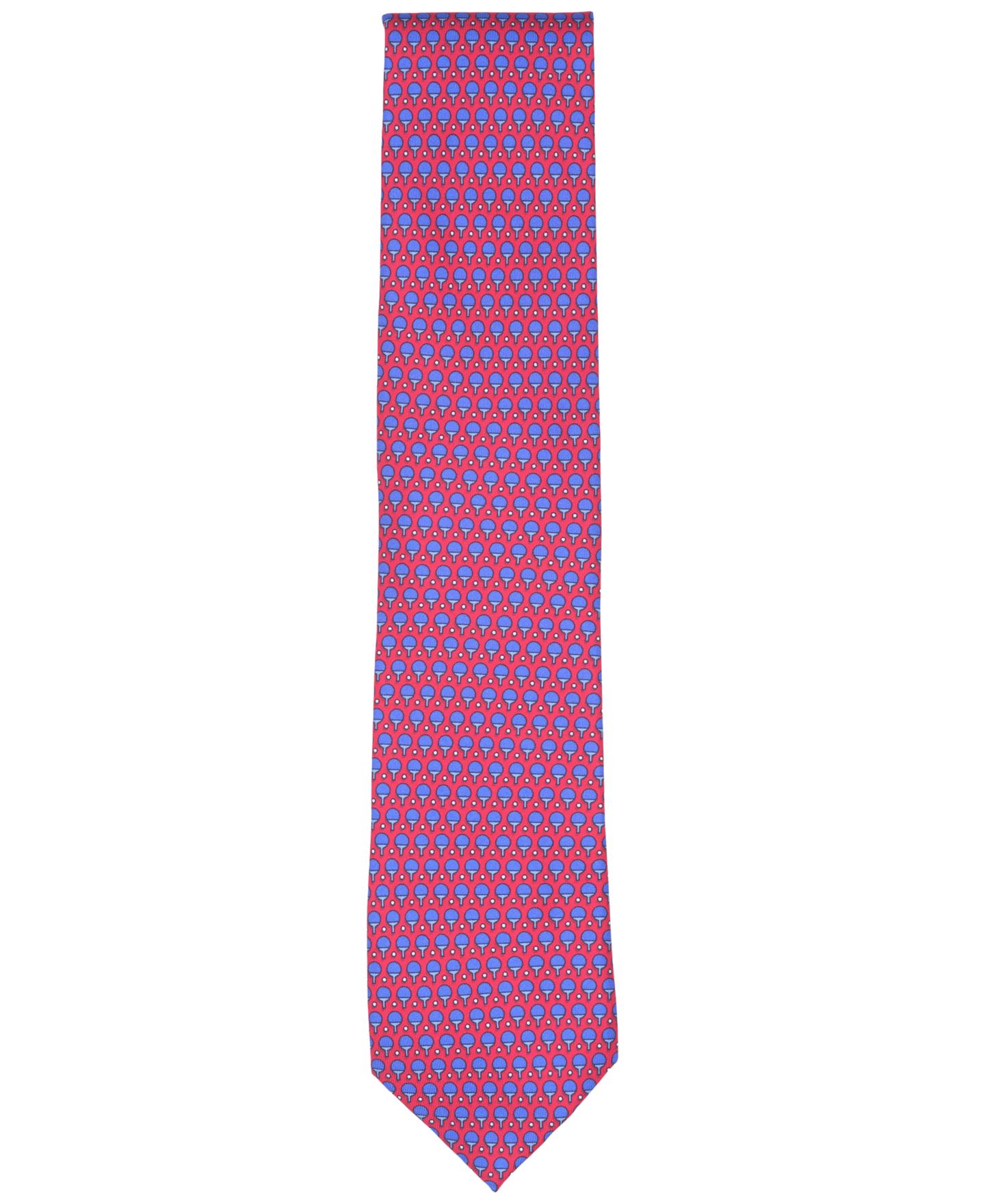 Мужской галстук Club Room Racket Classic Neat Pattern Silk Tie, цвет: Красный — фото 2