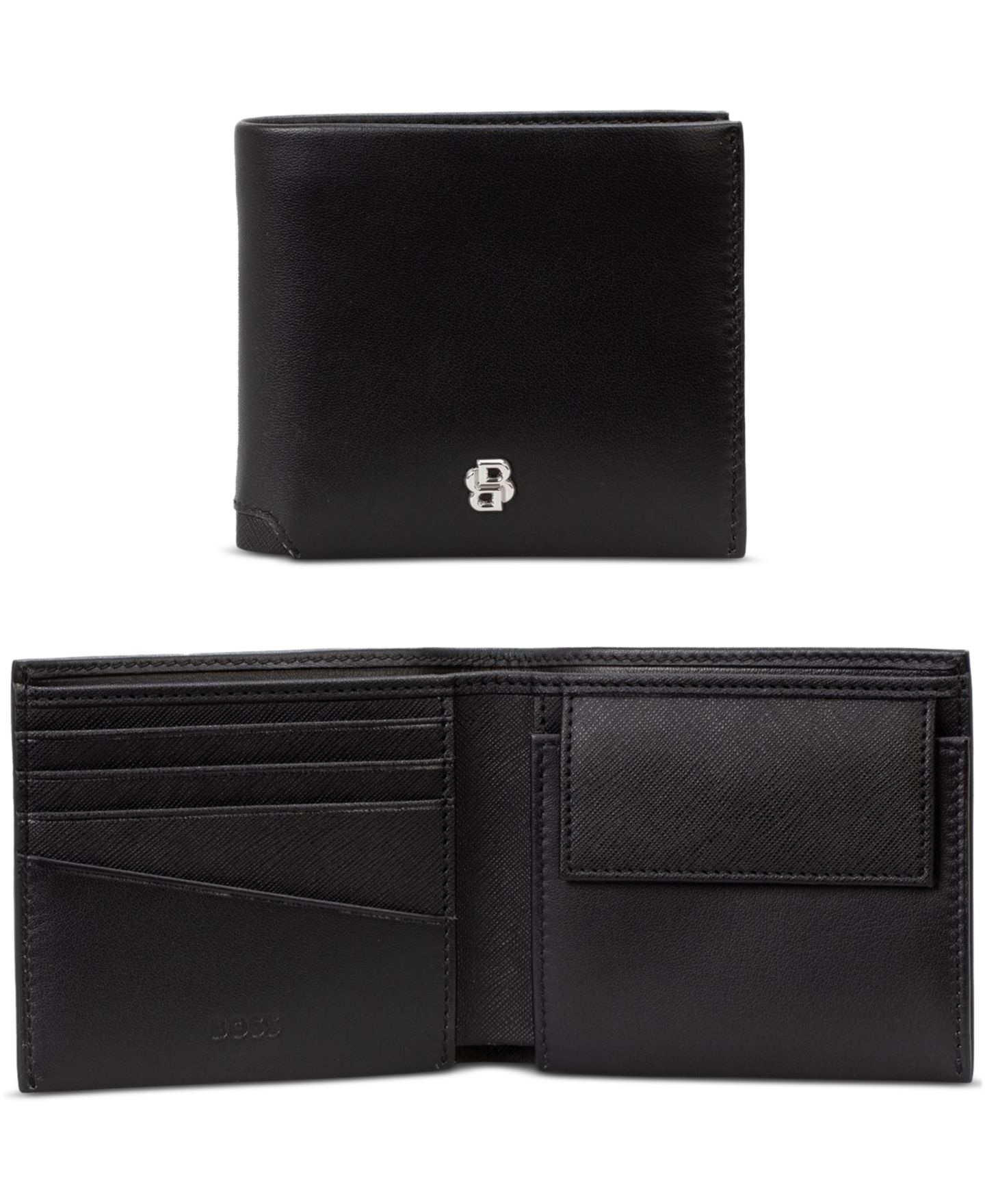 Мужской кошелёк Hugo Boss Leather Wallet, цвет: Чёрный — фото 3