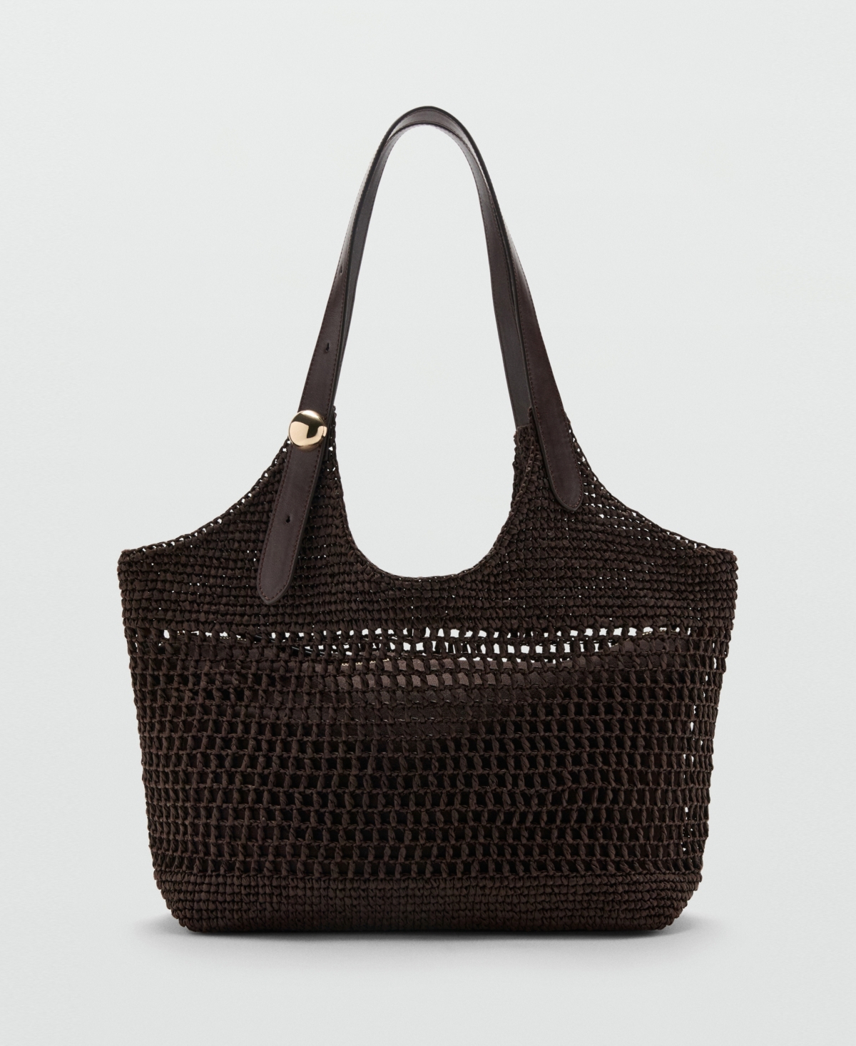 Mango Women's Metallic Detail Natural-Fiber Tote Bag