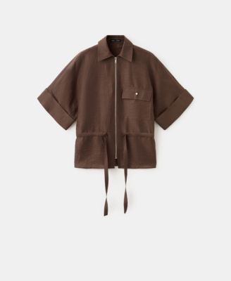 Women's Belted Linen Blouse