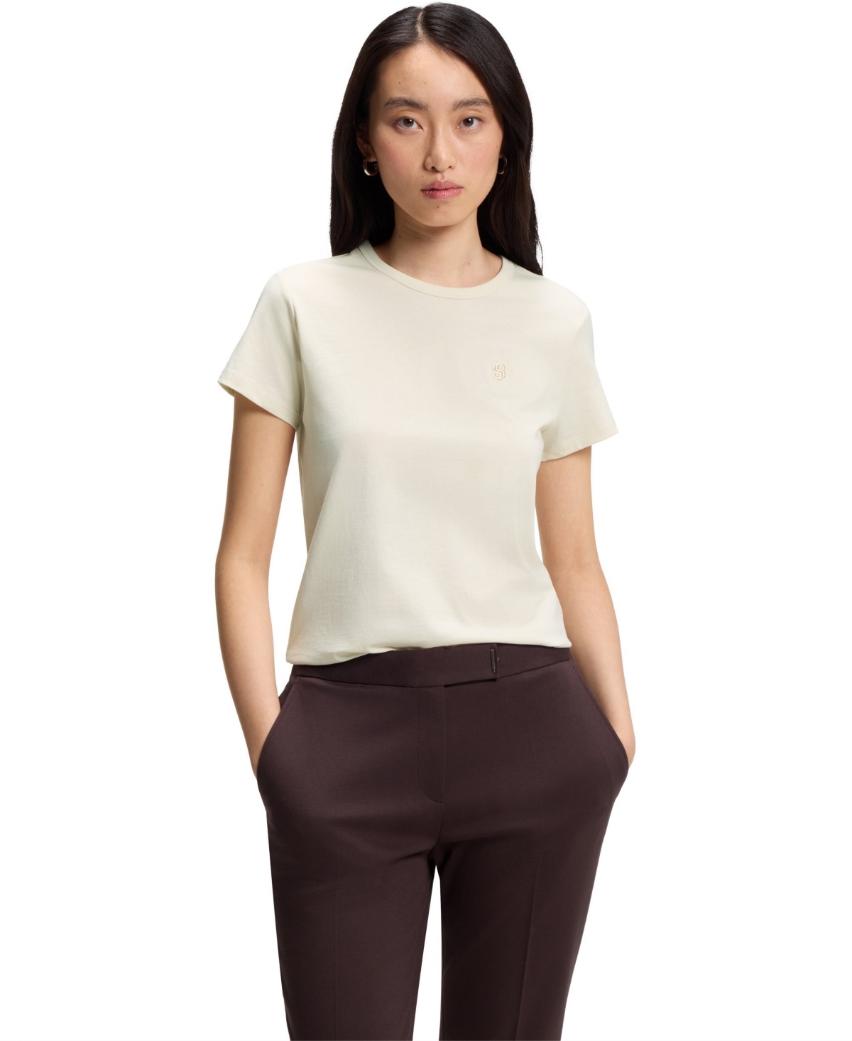 Boss by Hugo Women's Cotton-Jersey Monogram Slim-Fit T-Shirt