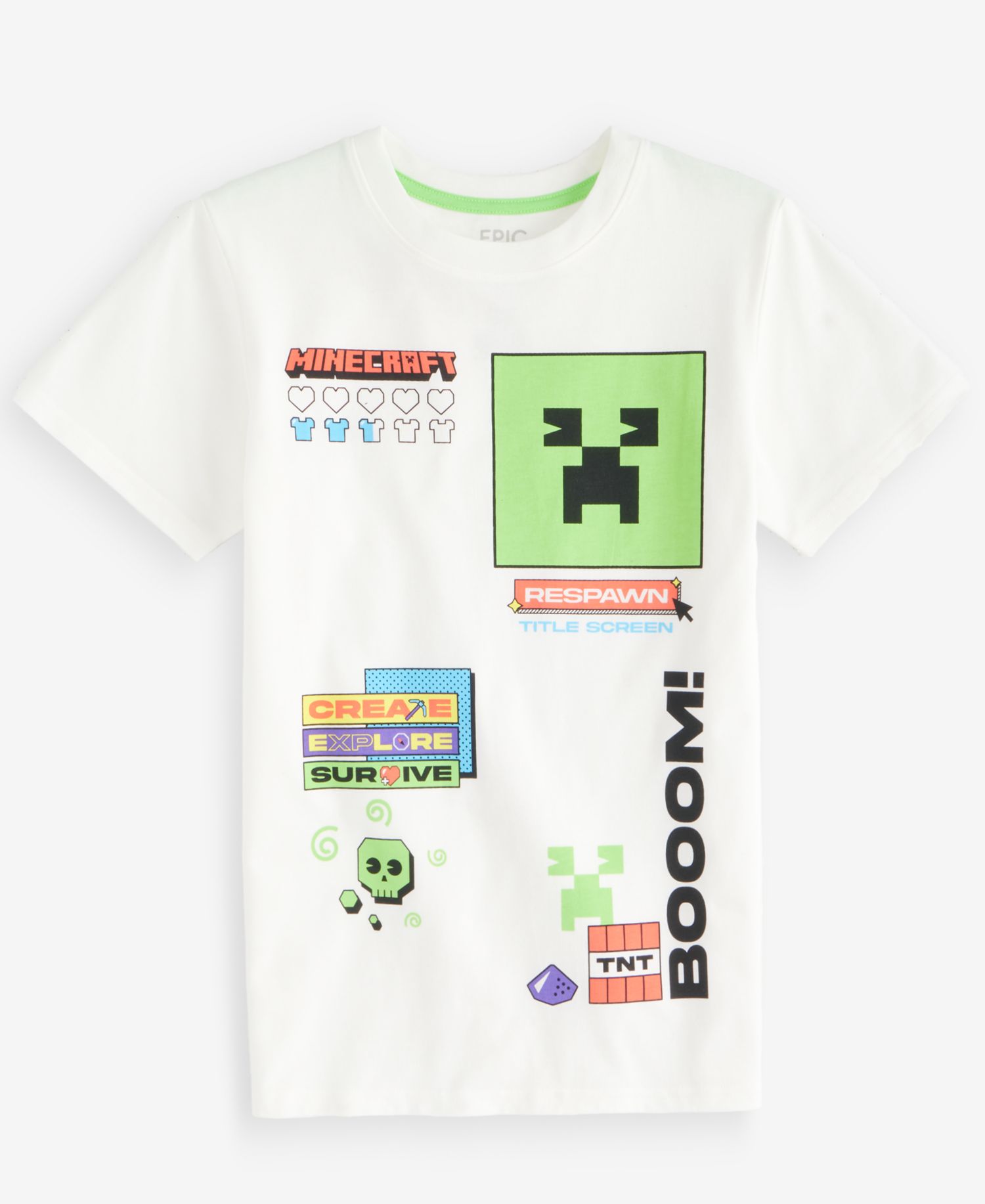 Boys' XS-XL Minecraft TNT Boom Short-Sleeve T-Shirt