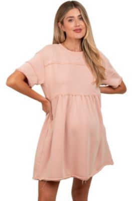 Women's Blue Raw Hem Short Sleeve Dress