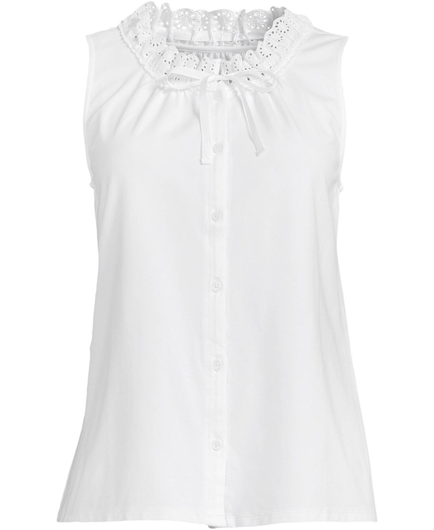 Plus Size Lightweight Jersey Button Front Lace Trim Tank