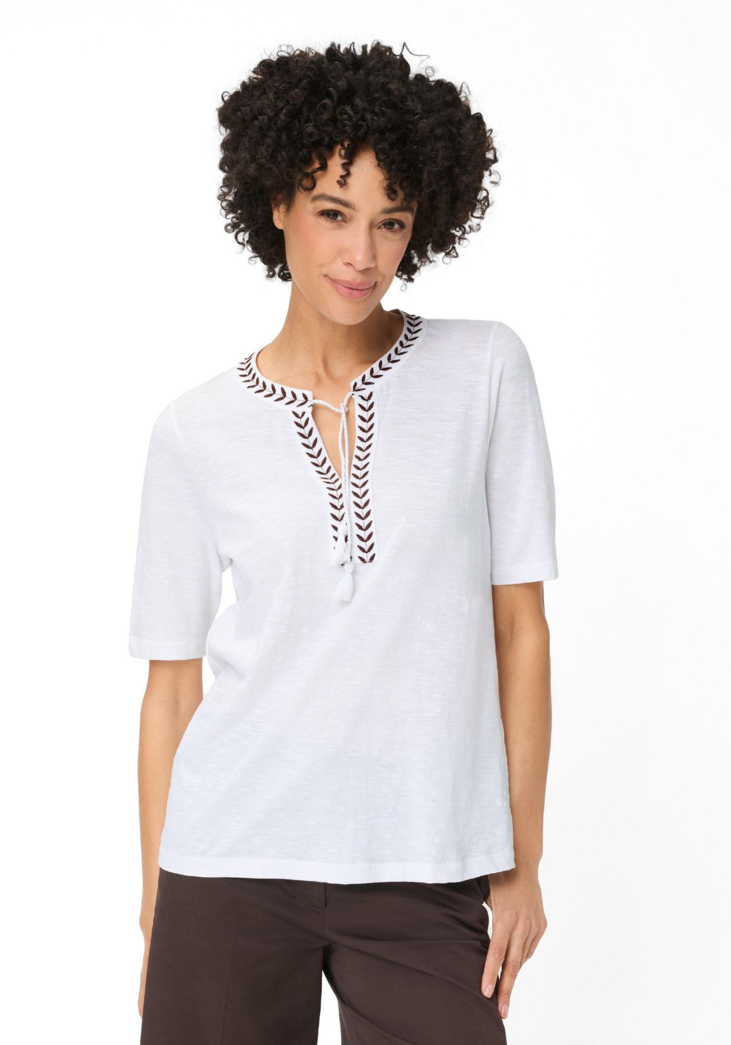 Женская футболка Olsen Embroidered Tunic, цвет: Белый — фото 1