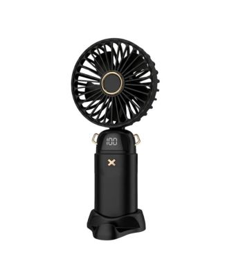 GabbaGoods Handheld Fan with LCD Battery Display, Desktop Stand, Phone Holder, and 3 Speeds