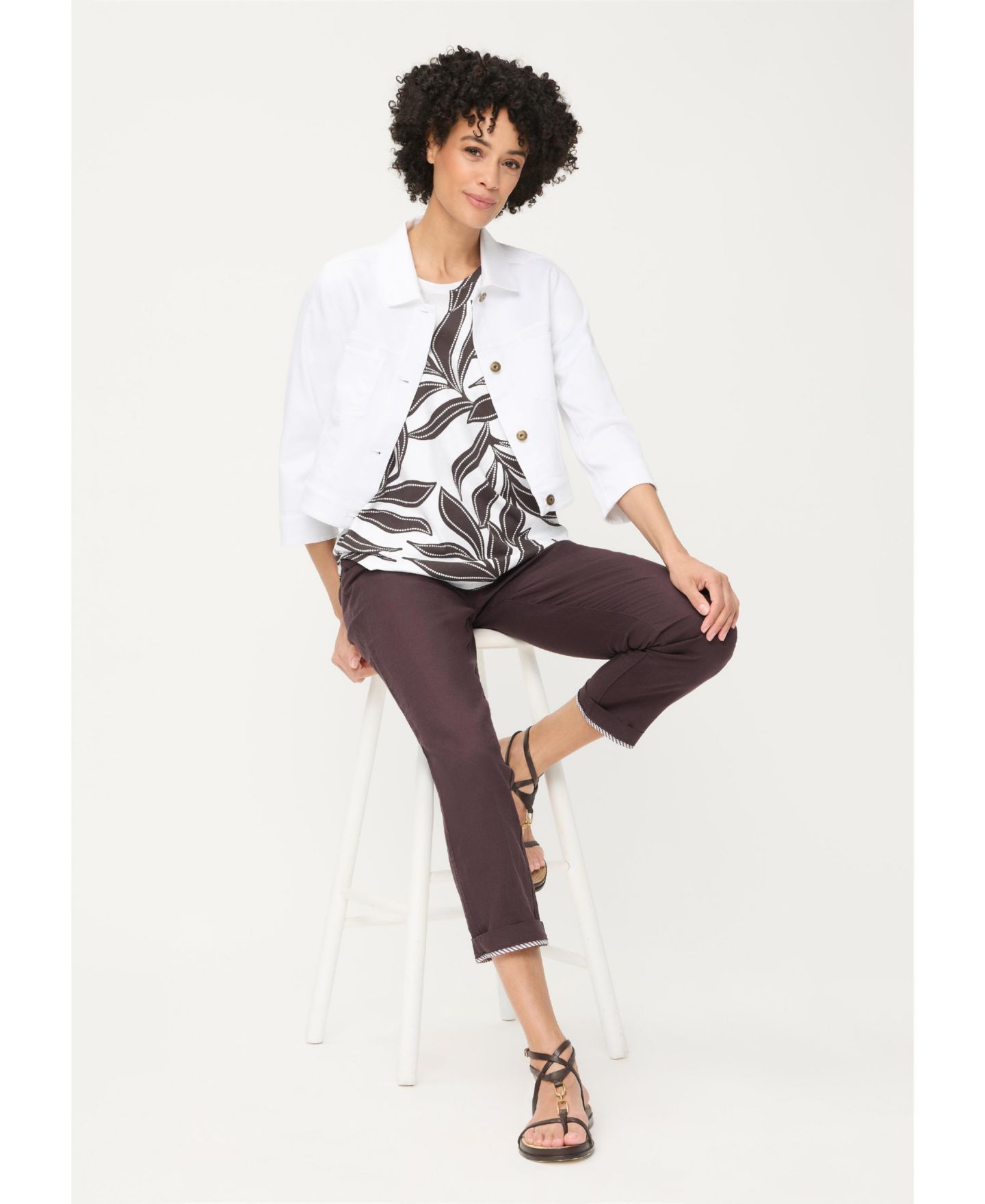 Женская футболка Olsen Dotted Leaf Print, цвет: Белый — фото 5