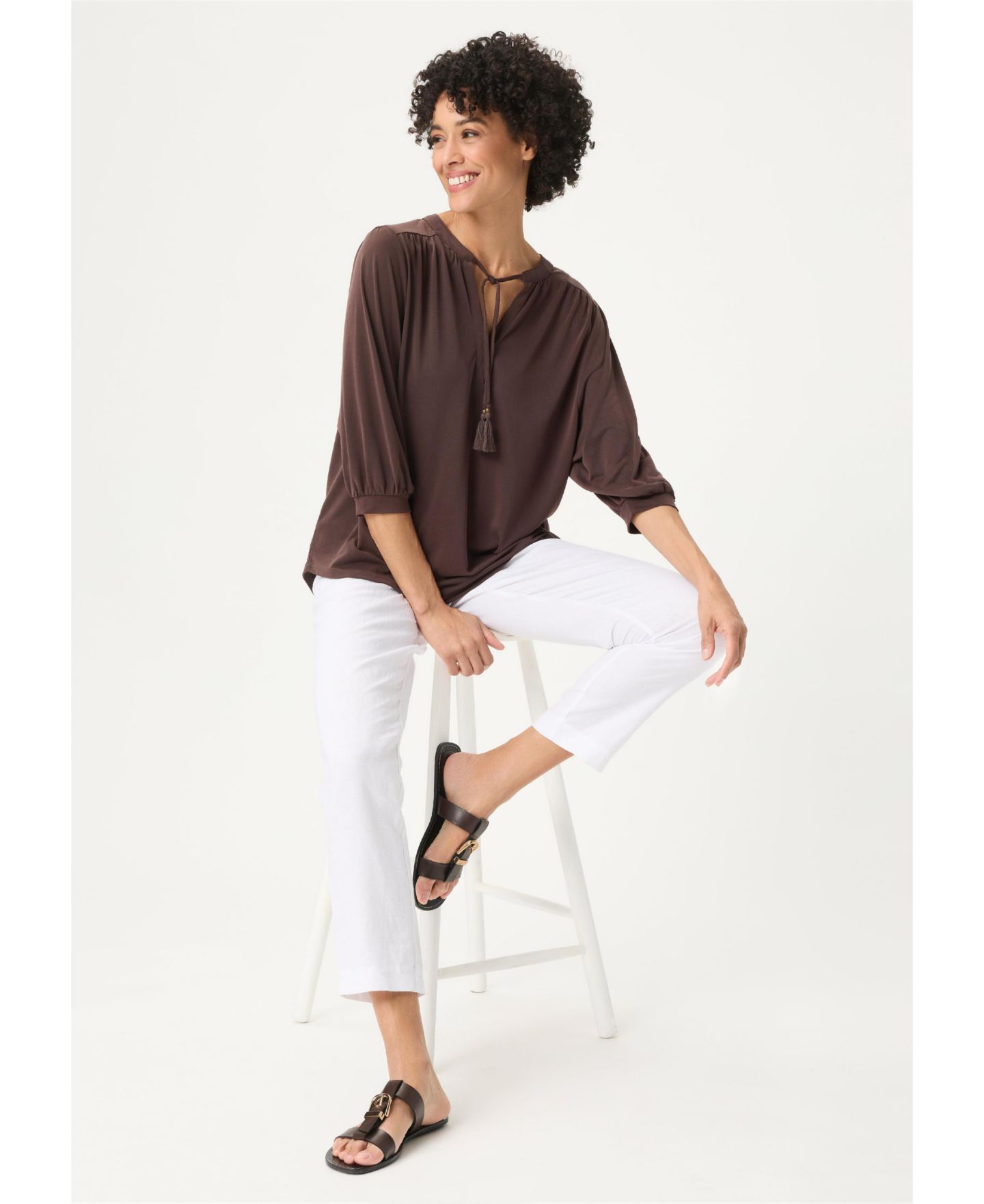 Женская футболка Olsen Solid Tunic, цвет: Тёмный коричневый — фото 6