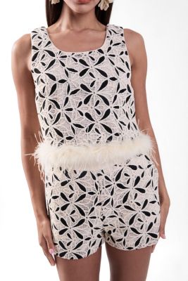Women's Crochet lace Feather Top