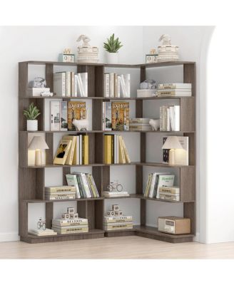 Space-Saving Corner Bookshelf and Bookcase Set
