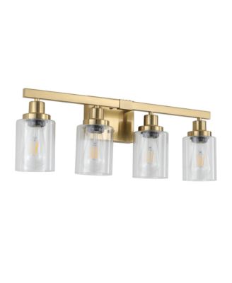 24 Inch 4 Light Vanity Light with Clear Glass Shades Modern Iron Metal Bathroom Wall Fixture for Mirror Bathroom Dressing Table No Bulbs
