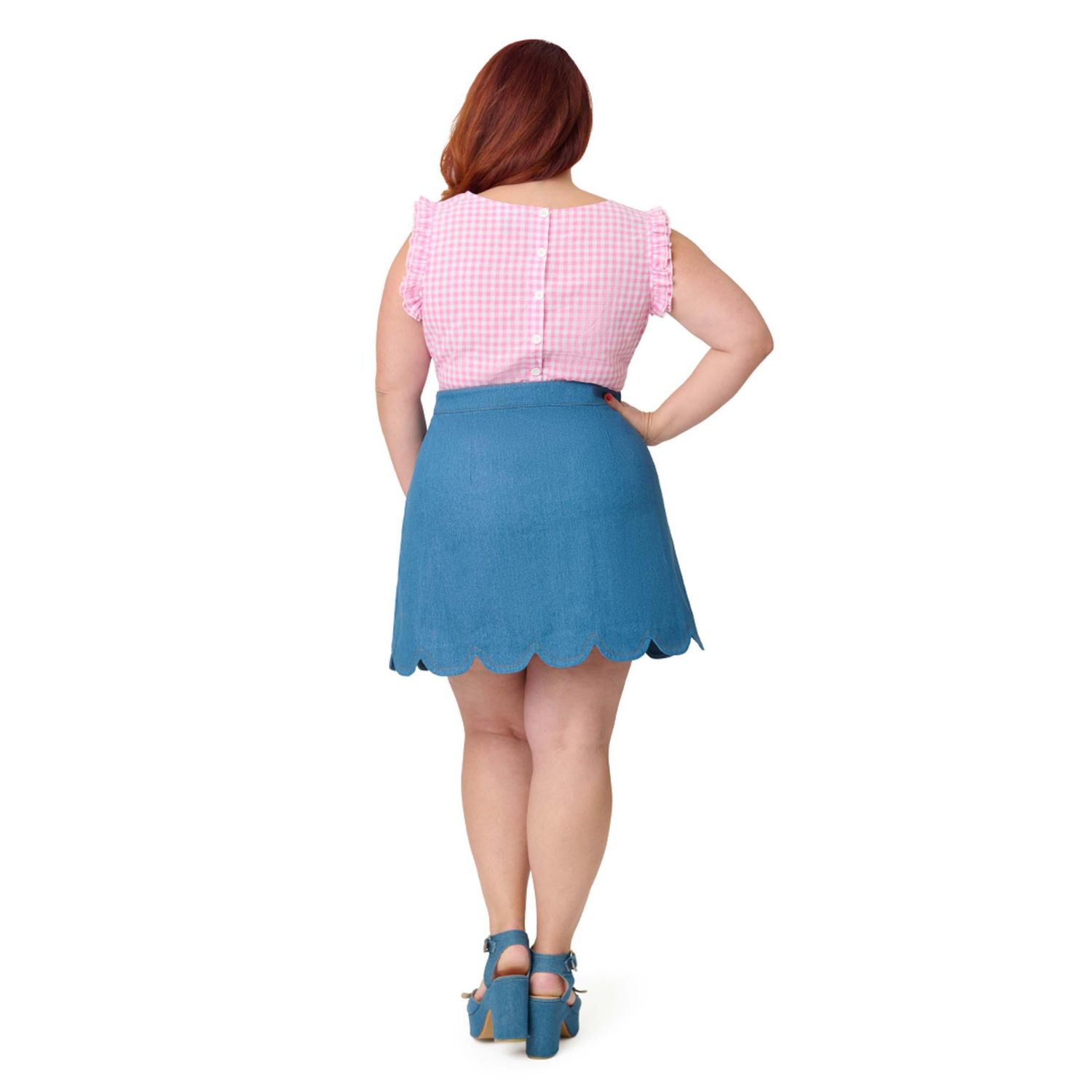 Plus Size Scallop Hem Mini Skirt