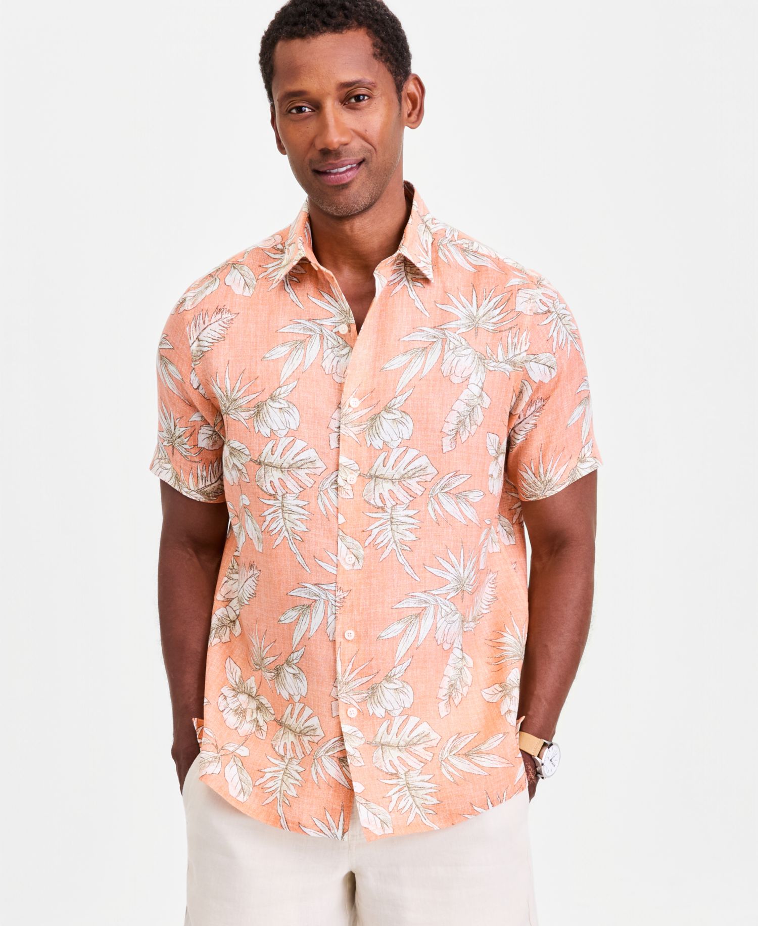 Men's Hola Floral Linen Short Sleeve Shirt