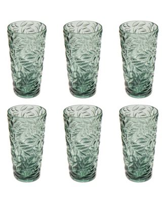 Embossed Leaf Acrylic Drinking Glasses, Set of 6
