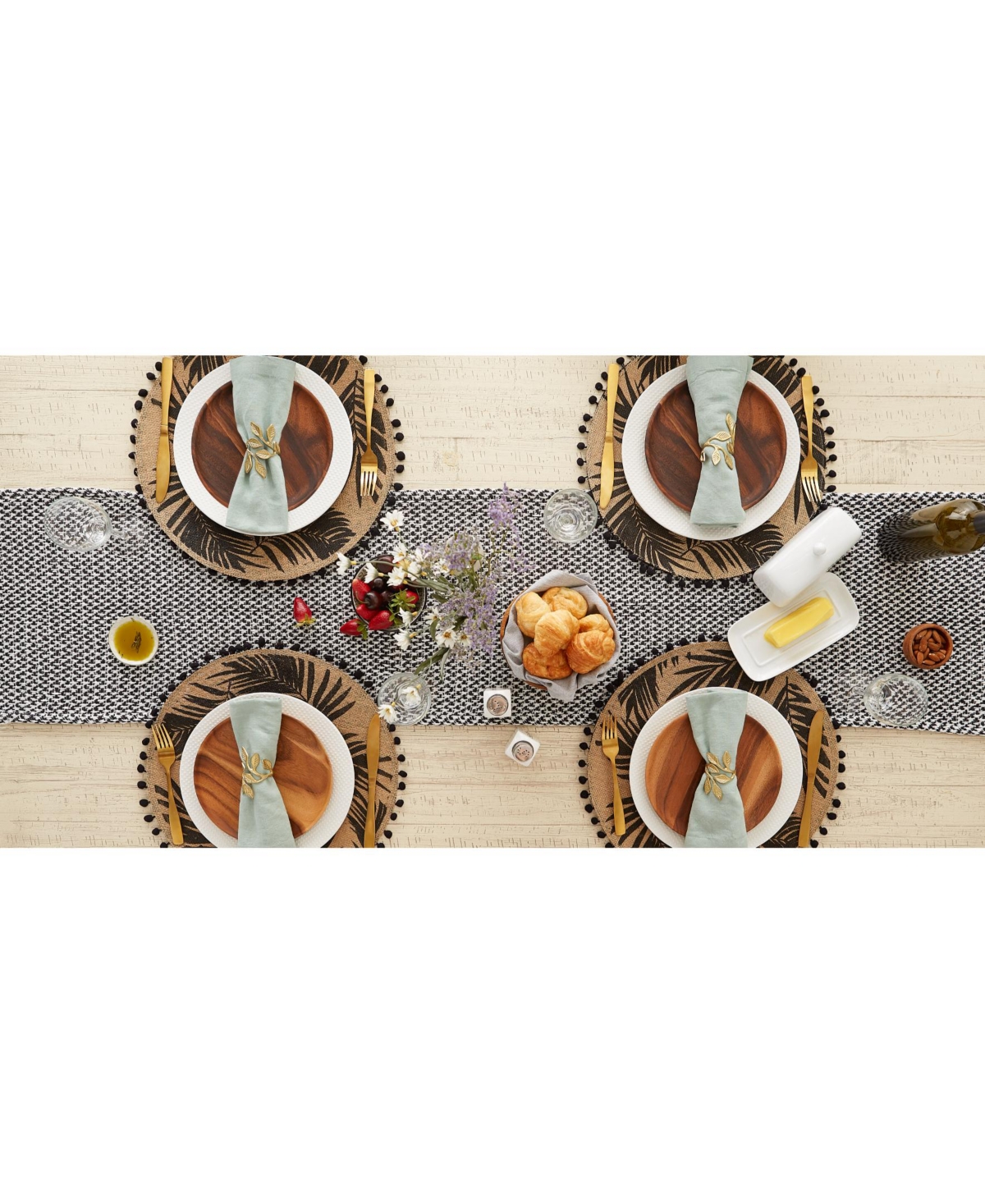 Design Imports Woven Jacquard Fringe Table Runner, 15" x 72"