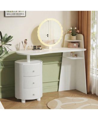 LED Vanity 3-Color Mirror and 3-Tier Storage