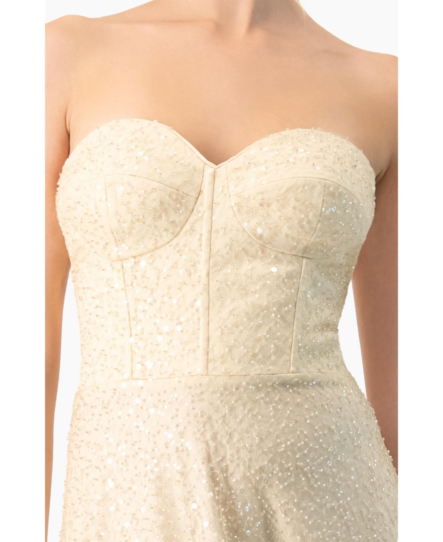 Women's Strapless Bustier Sequin Midi Dress