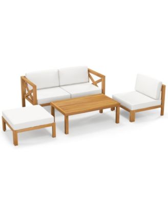 5 Piece Outdoor Conversation Set with Chairs Ottoman & Table