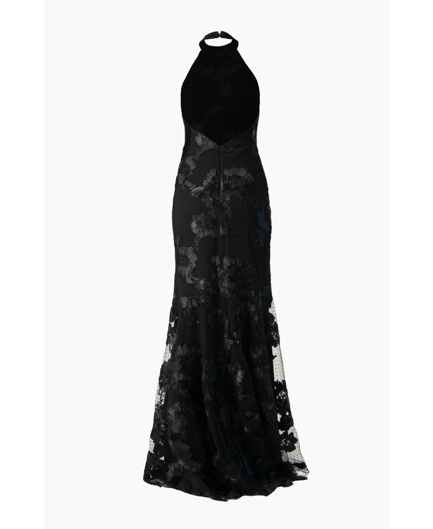 Women's Halter Floral Lace Mermaid Gown