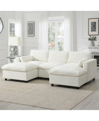 U-Shaped Sectional Sofa with Storage, 2 Ottomans, 5-Seat Cloud Sofa