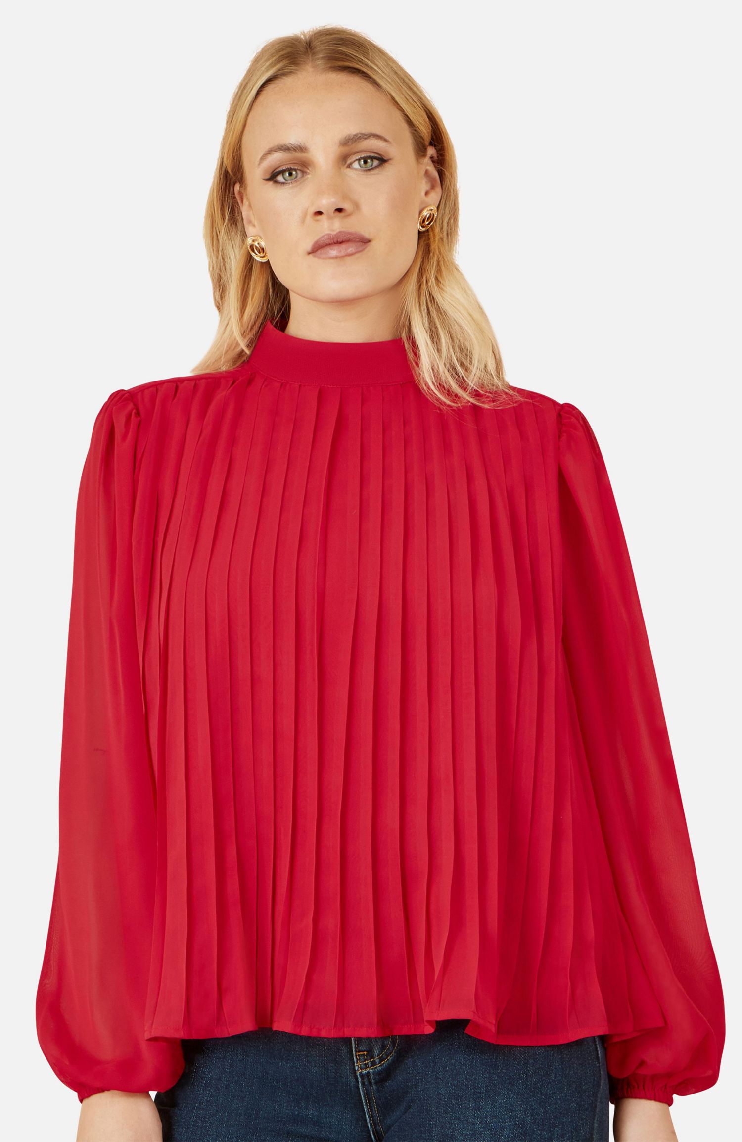 Women's Pleated Long Sleeve Top