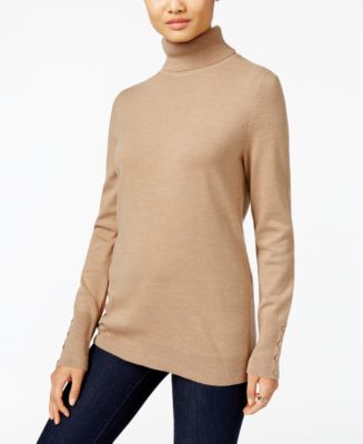 JM Collection Button-Cuff Turtleneck Sweater, Only at Macy's - Sweaters ...