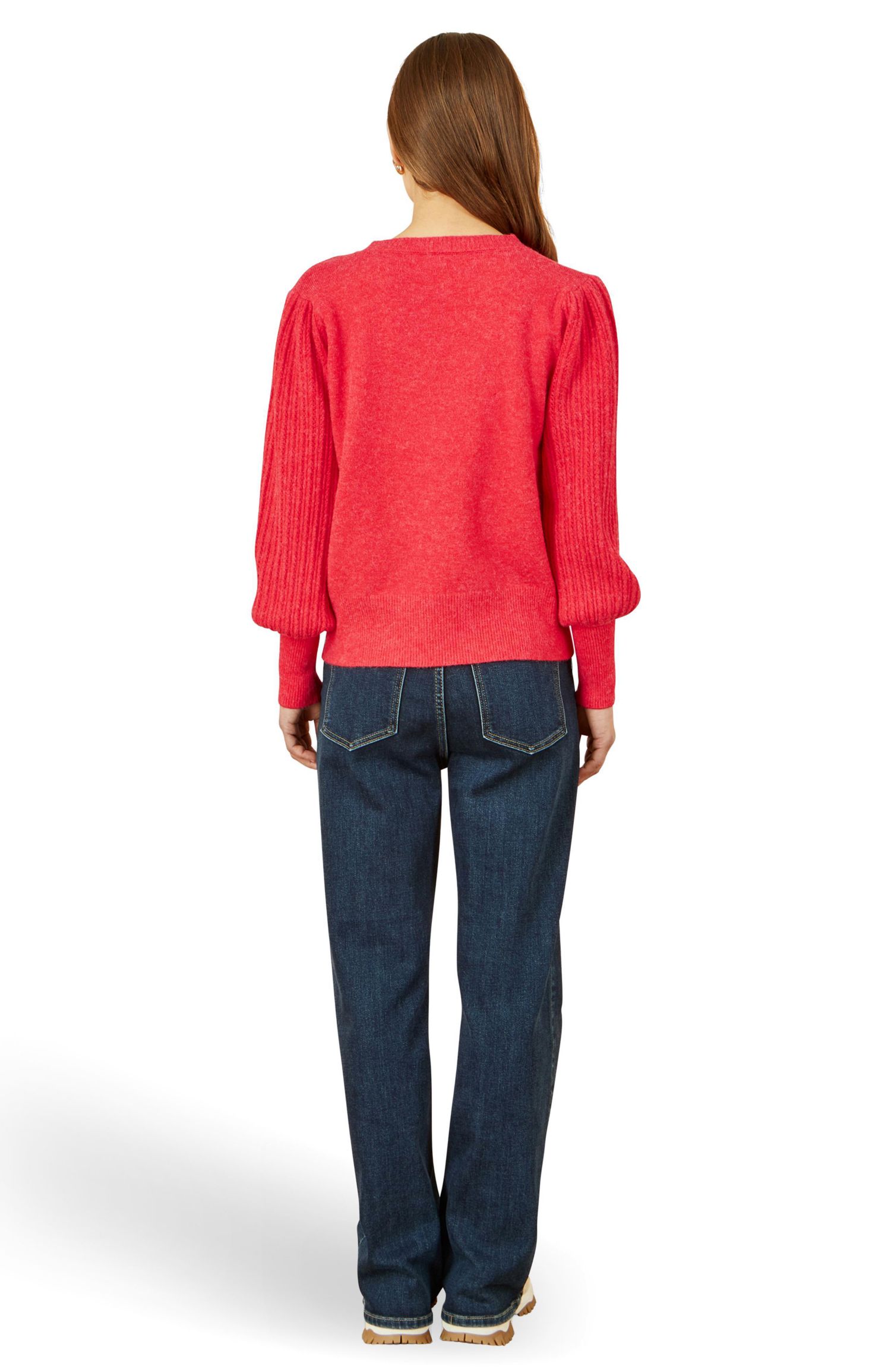 Women's Knitted Balloon Sleeve Textured Jumper