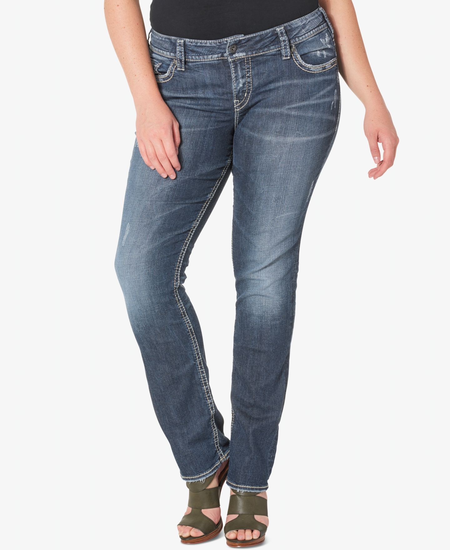 Женские джинсы Silver Jeans Co. Plus Size Suki Straight-Leg, цвет: Индиго — фото 1