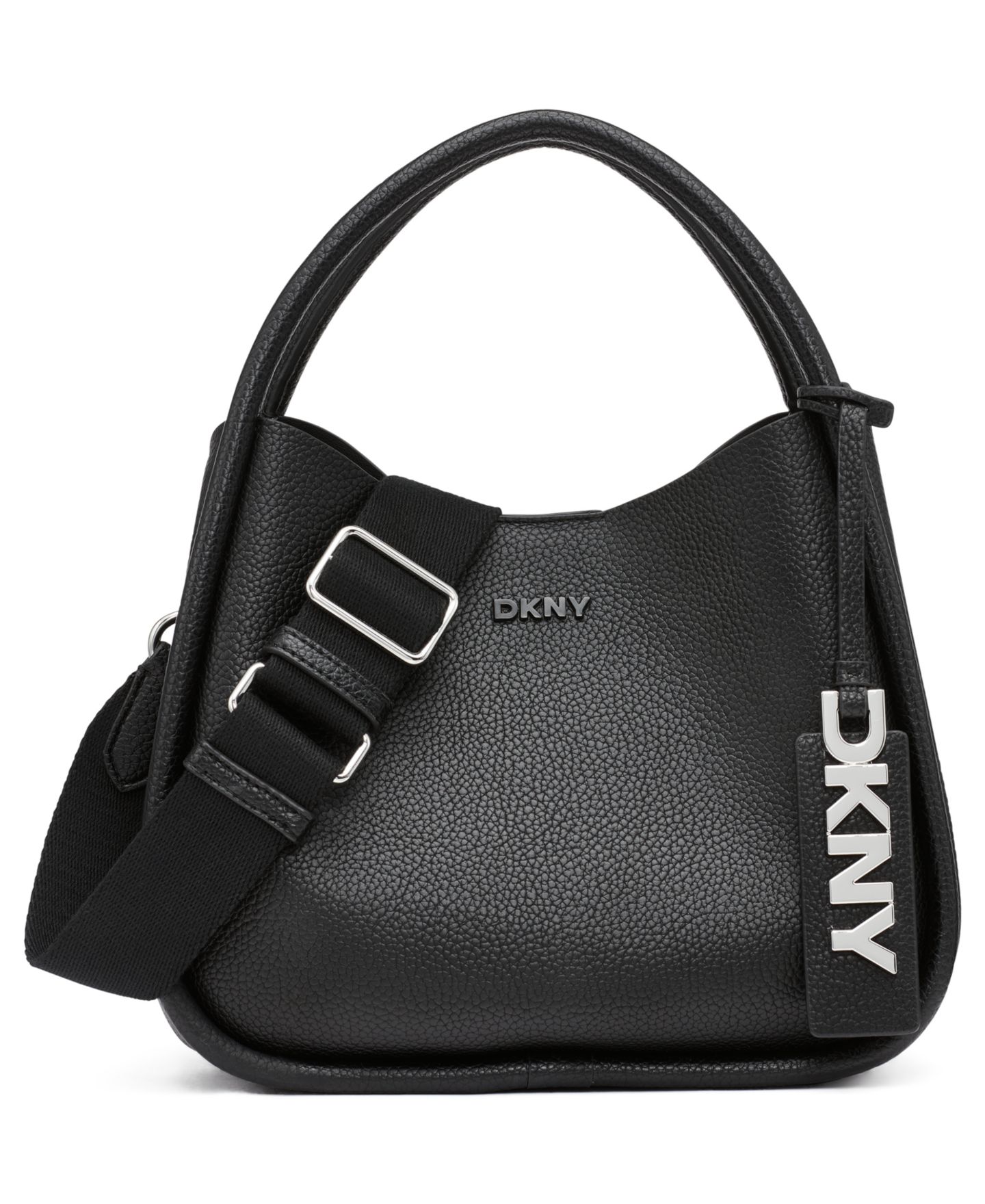 Женская сумка DKNY Capri Small Hobo Handbag, цвет: Чёрный / Серебряный — фото 1