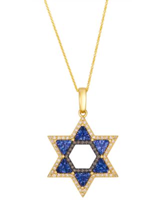 Blueberry Tanzanite&reg; (1-3/4 ct. t.w.) & Nude Diamond (3/8 ct. t.w.) Star of David Pendant Necklace in 14k Honey Gold