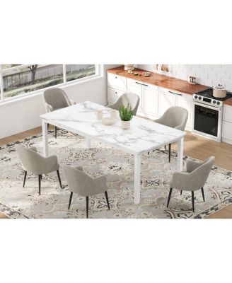 Industrial Dining Table for 6 to 8, Rectangular Kitchen Table with Metal Legs
