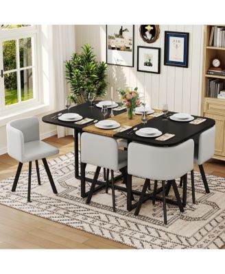 7piece Dining Set Wood Table and 6 PU Chairs