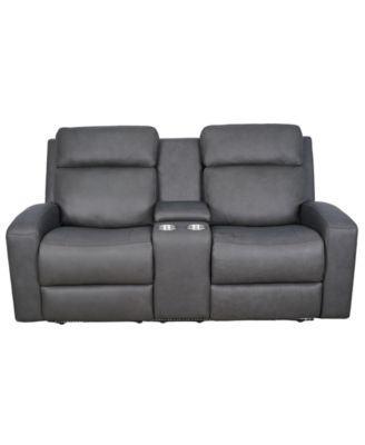 Hewitt 73" Leather Power Reclining Console Loveseat