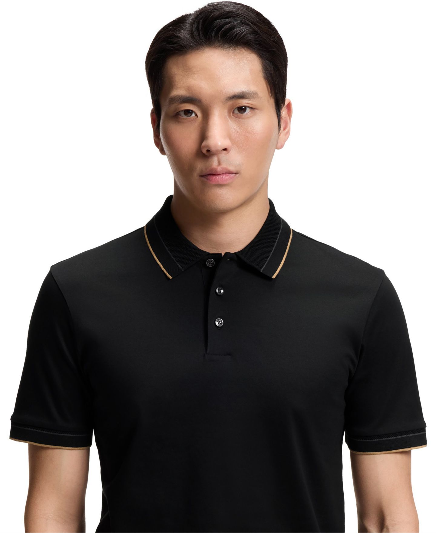 Мужское поло Hugo Boss Mercerised Cotton Slim-Fit Polo Shirt, цвет: Чёрный — фото 5