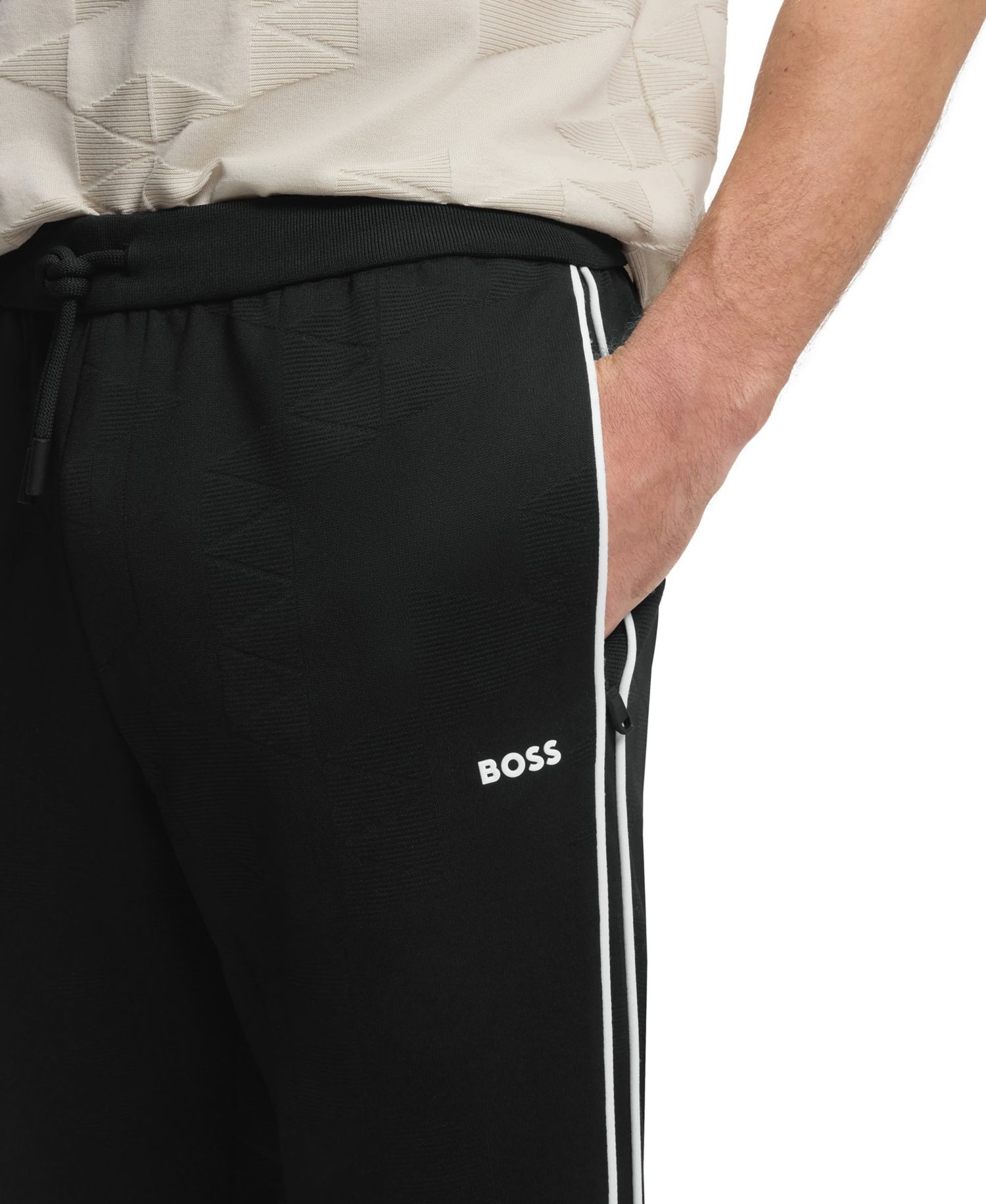Men's Triangle-Jacquard Tracksuit Bottoms Pants