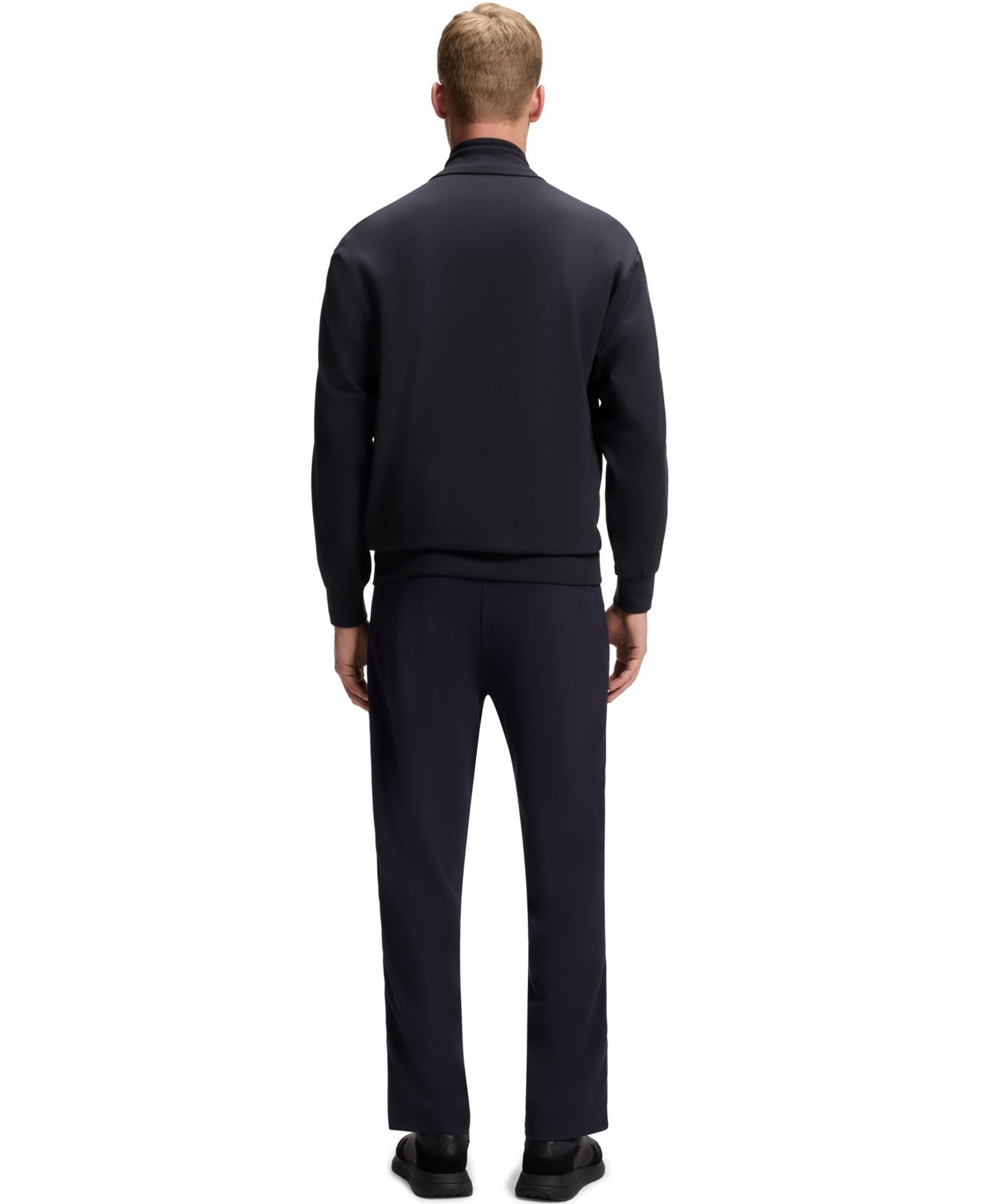 Мужской свитшот Hugo Boss Regular-Fit Tonal Jacquard Tape, цвет: Тёмный синий — фото 3
