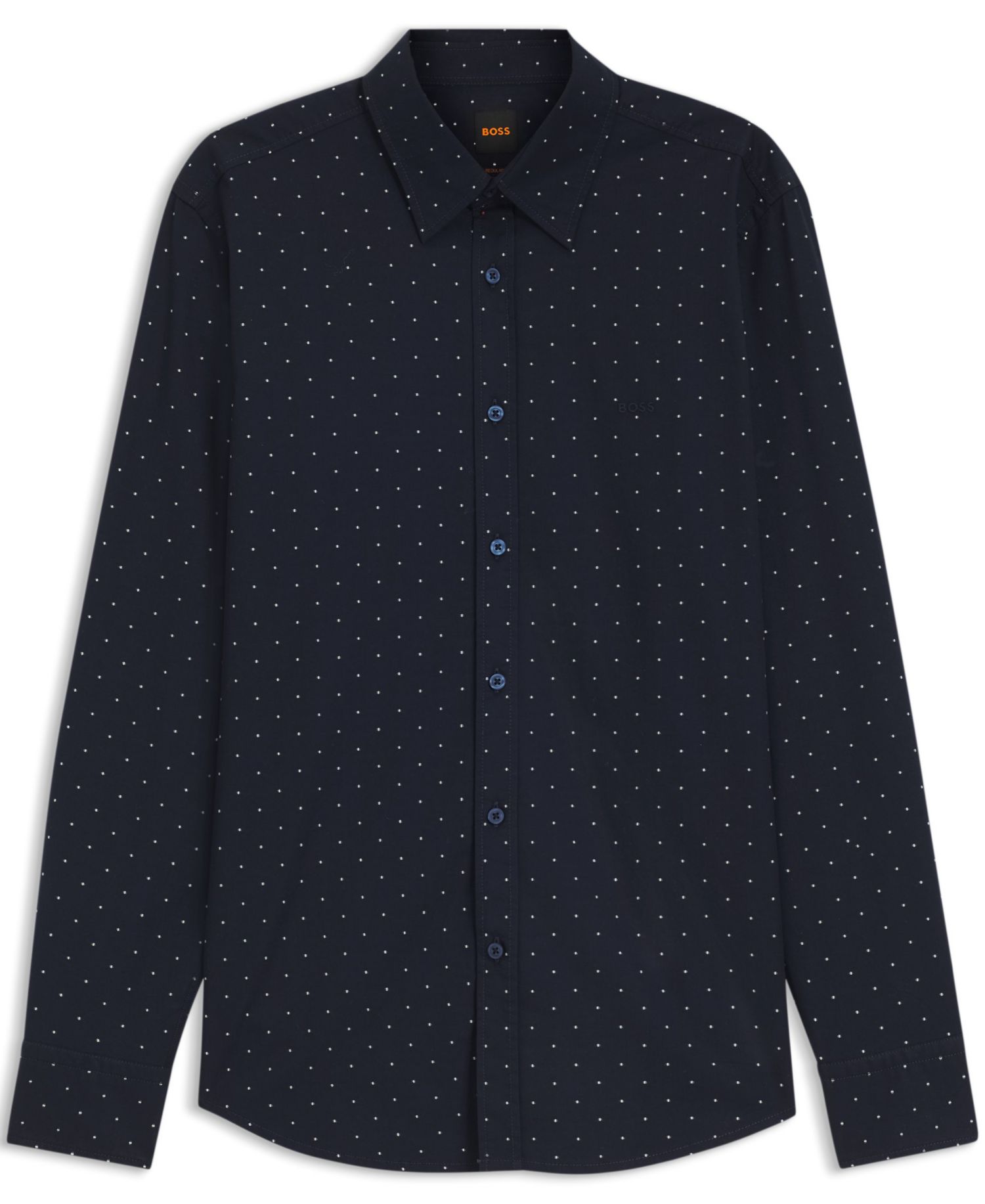 Men's Stretch-Cotton Dobby Regular-Fit Dress Shirt
