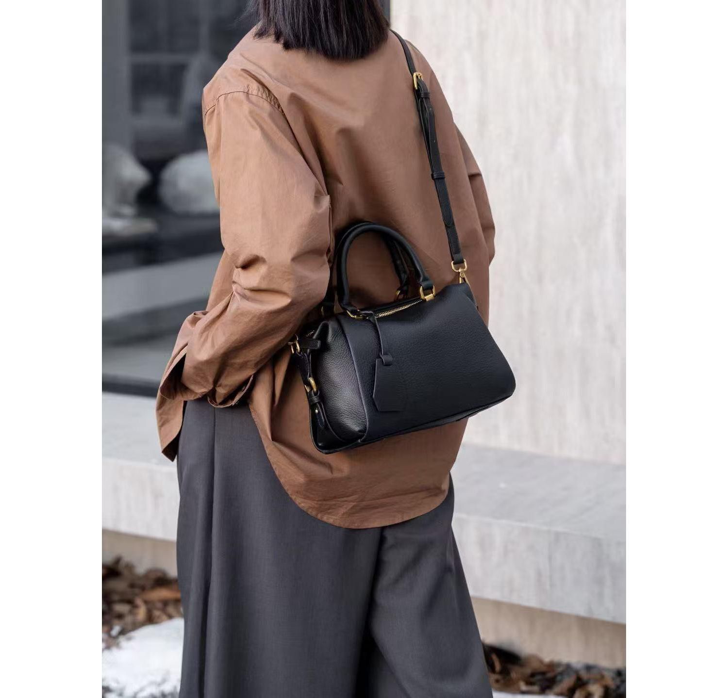 Quinn Womens Pebbled Leather Top Handle Satchel Bag Structured Crossbody Purse Handbag