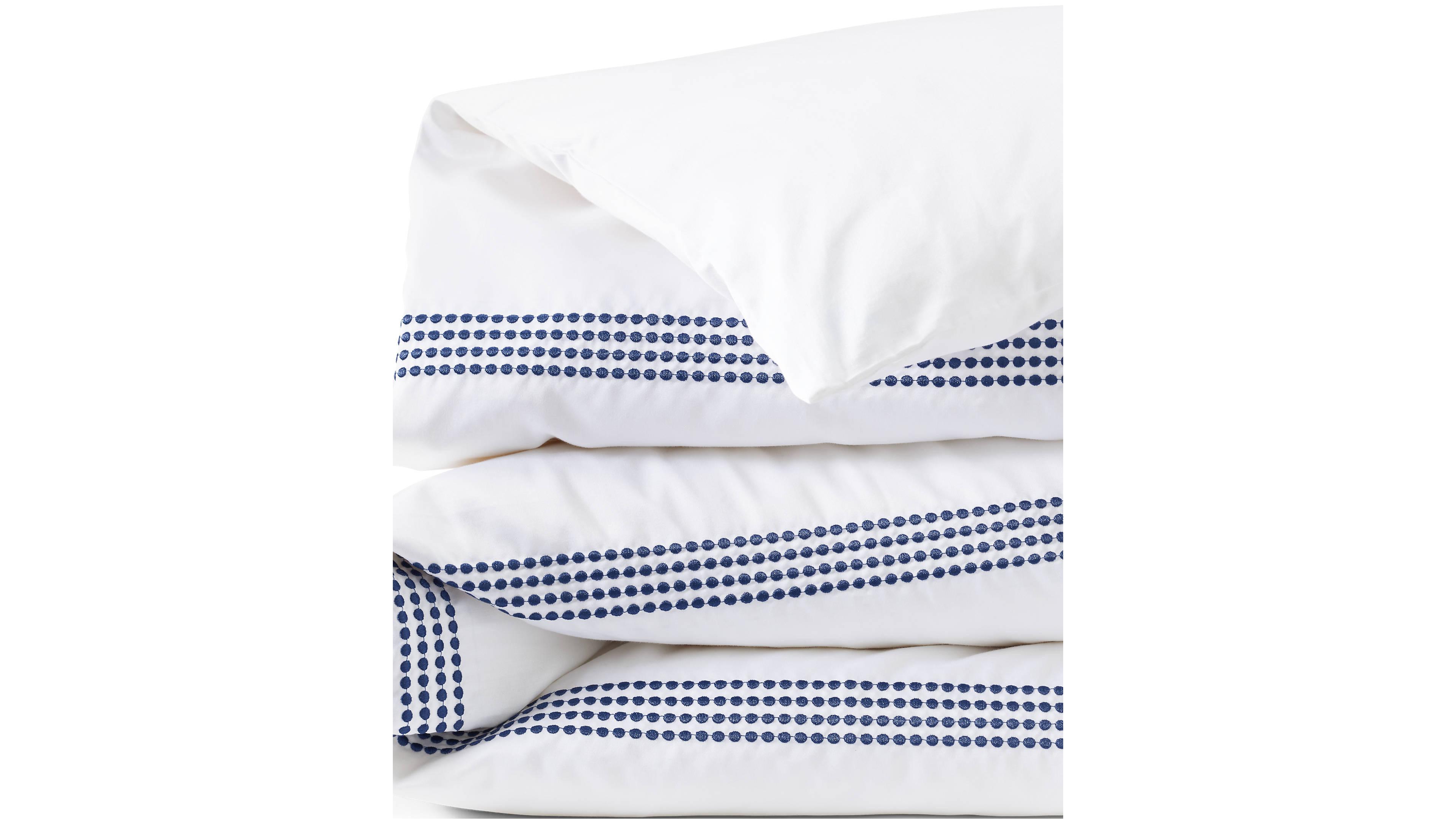 Lands' End 400 Thread Count Premium Supima Cotton No Iron Sateen Embroidered Duvet Bed Cover